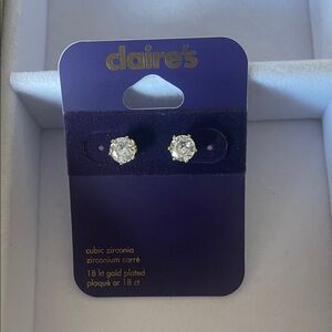 Claire's 
18 Karat Gold Plated Crystal Stud Earrings